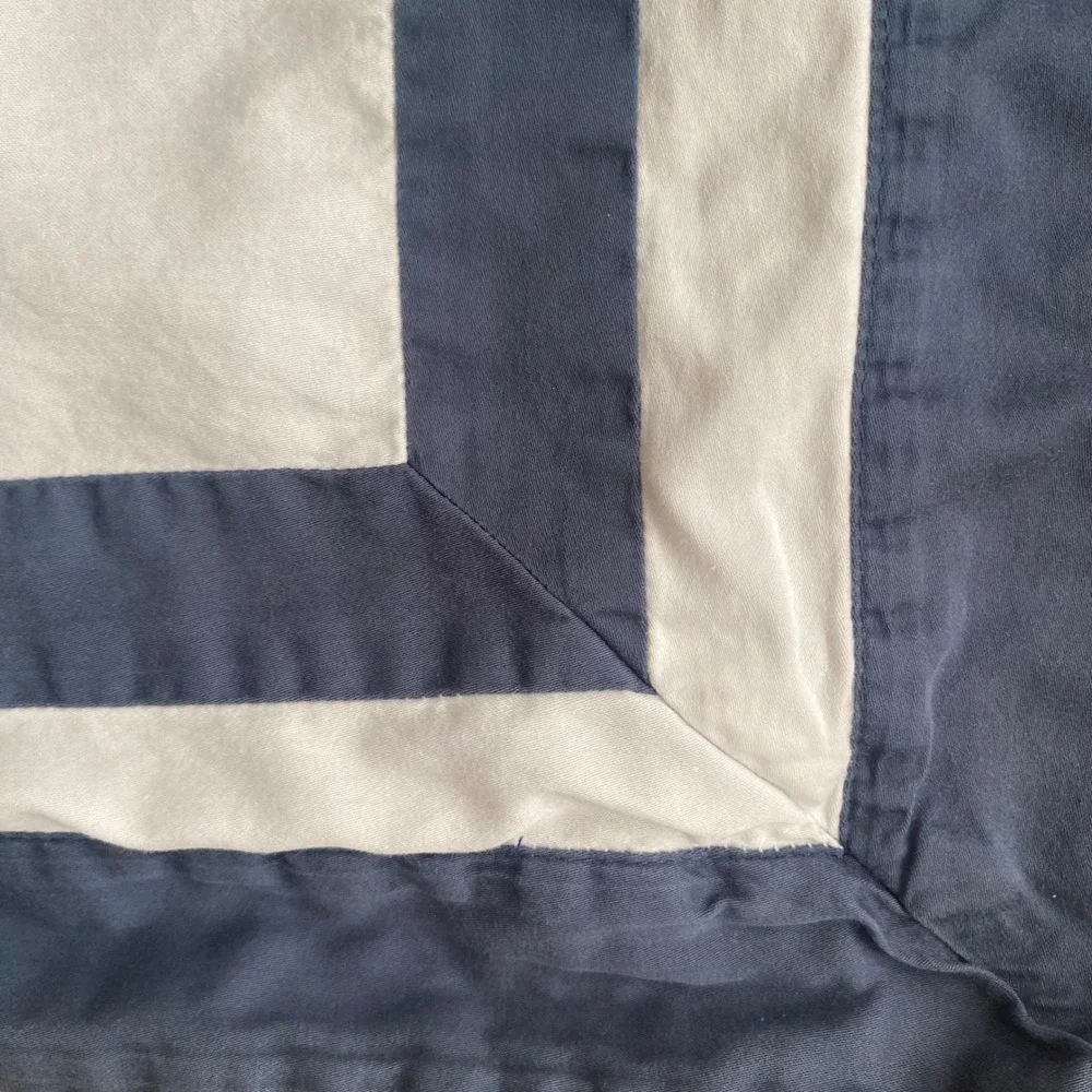 Downright Navy Blue White Cotton Border MCM Pillow Shams Set of 2 Portugal